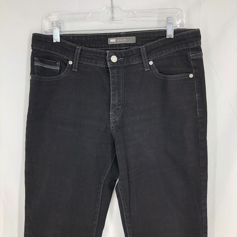 Levi's Mid Rise Skinny Black Denim Jeans 585750013 12M (34x32)